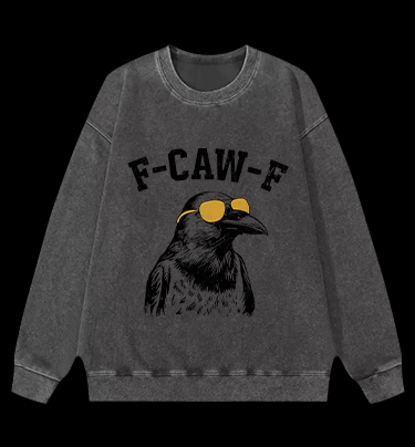Cool Crow F - CAW - F Vintage Washed 100% Cotton Sweatshirt - TheDrunkShark