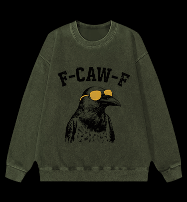 Cool Crow F - CAW - F Vintage Washed 100% Cotton Sweatshirt - TheDrunkShark