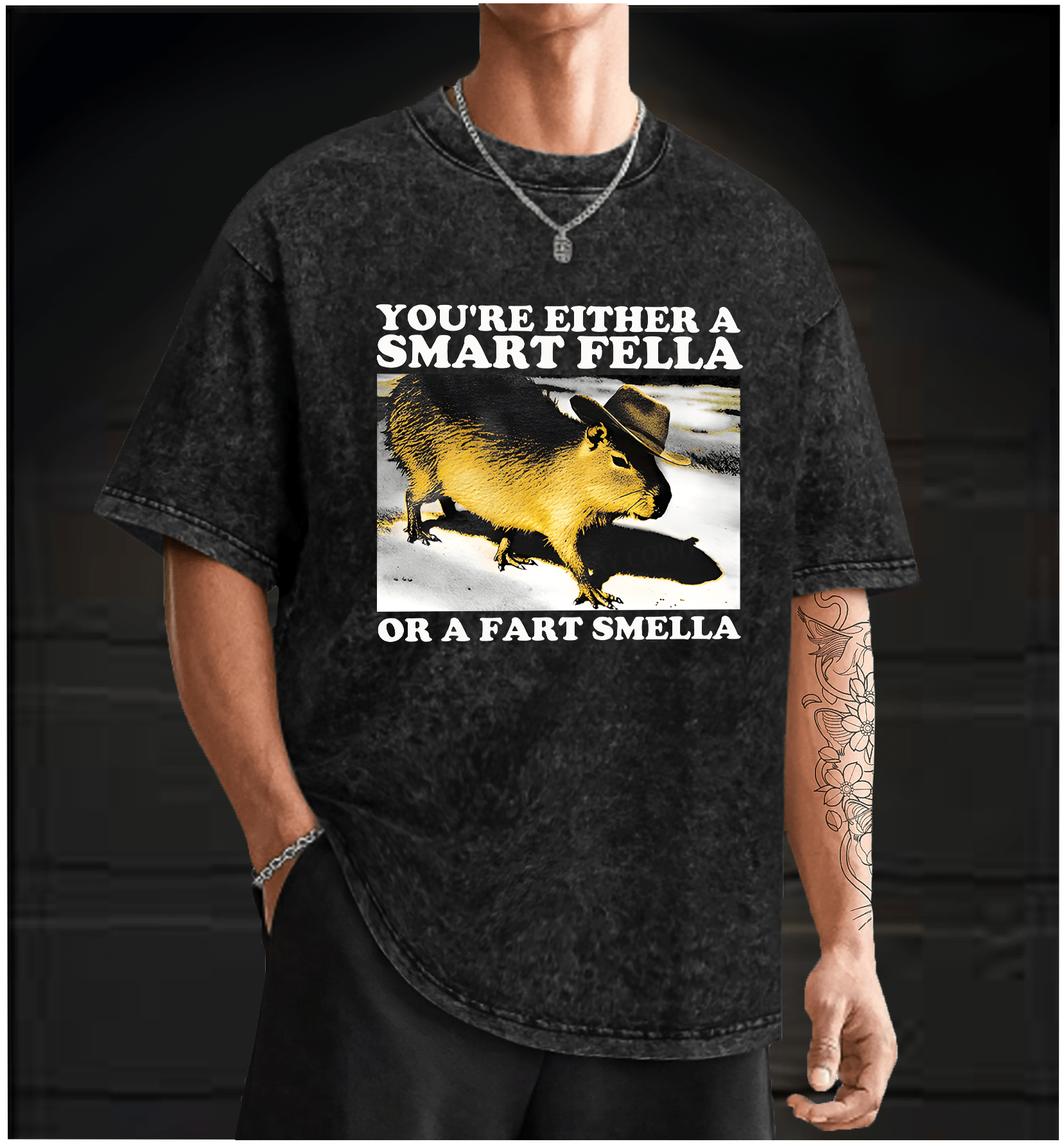 Cowboy Capybara Vintage Washed 100% Cotton T-Shirt - TheDrunkShark