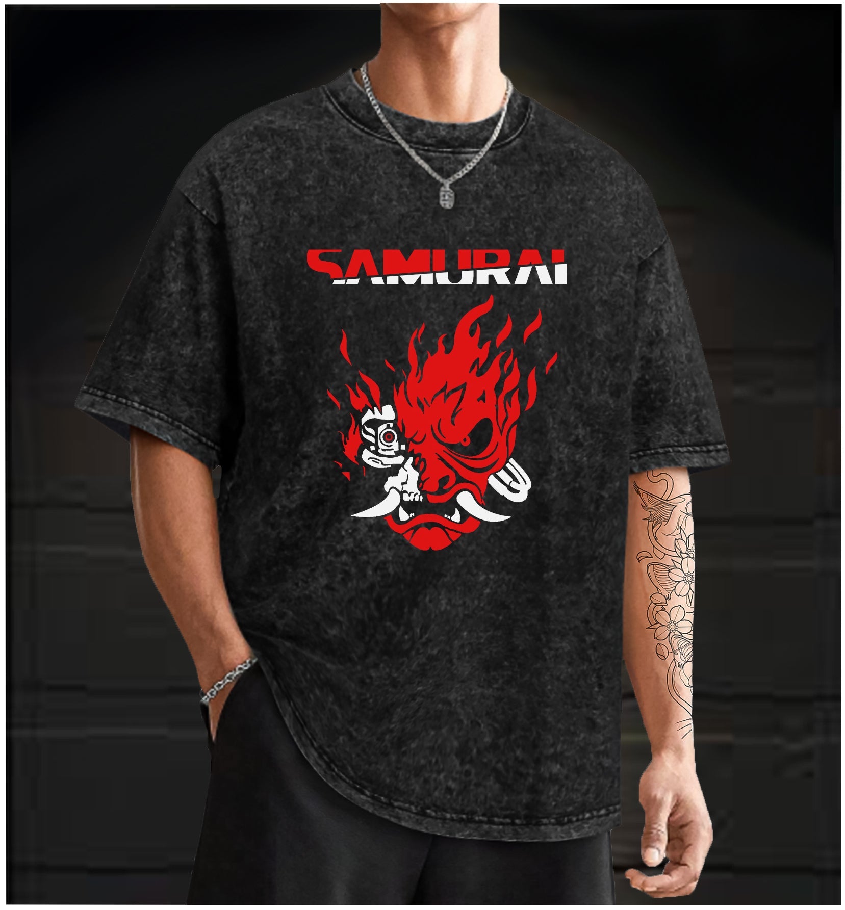  Cyberpunk 2077 Samurai Band  Vintage Washed 100% Cotton T-Shirt - TheDrunkShark