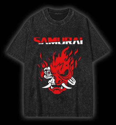  Cyberpunk 2077 Samurai Band  Vintage Washed 100% Cotton T-Shirt - TheDrunkShark