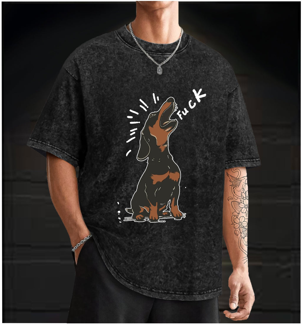Dachshund  fuck  Vintage Washed 100% Cotton T-Shirt - TheDrunkShark