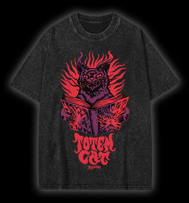  Dark Cat Ritual Vintage Washed 100% Cotton T-Shirt - TheDrunkShark