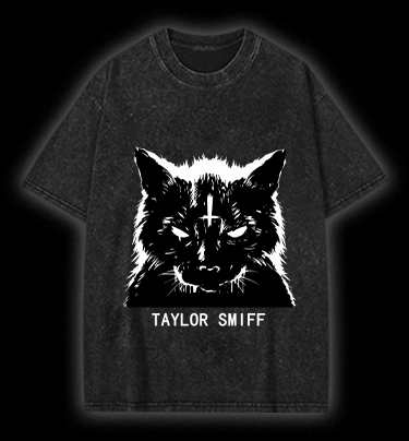  Dark - eyed Cat  Vintage Washed 100% Cotton T-Shirt - TheDrunkShark