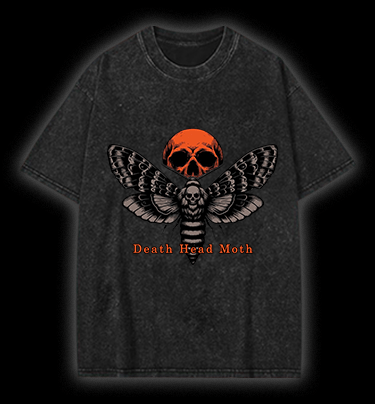  Death Head Moth Charade  Vintage Washed 100% Cotton T-Shirt - TheDrunkShark