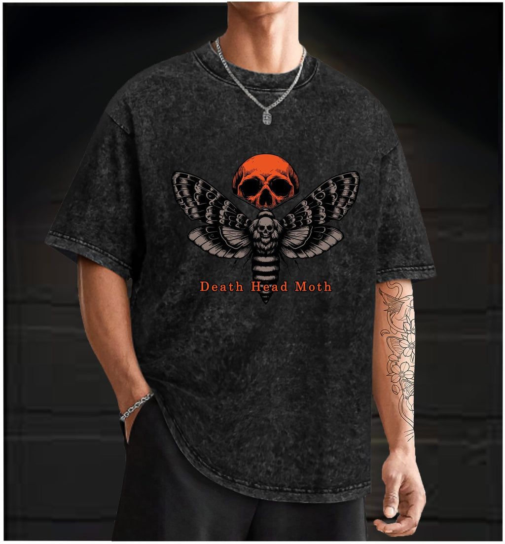  Death Head Moth Charade  Vintage Washed 100% Cotton T-Shirt - TheDrunkShark