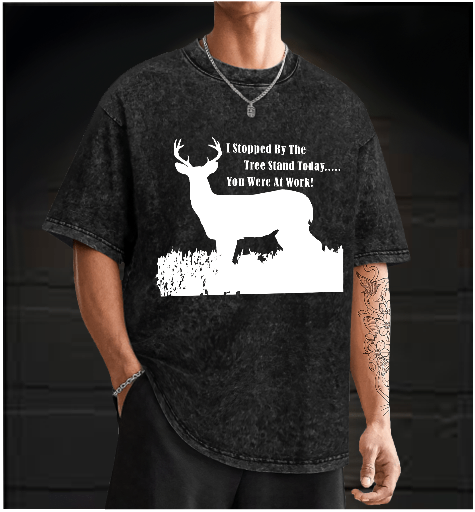 Deer: Work vs Hunt Vintage Washed 100% Cotton T-Shirt - TheDrunkShark