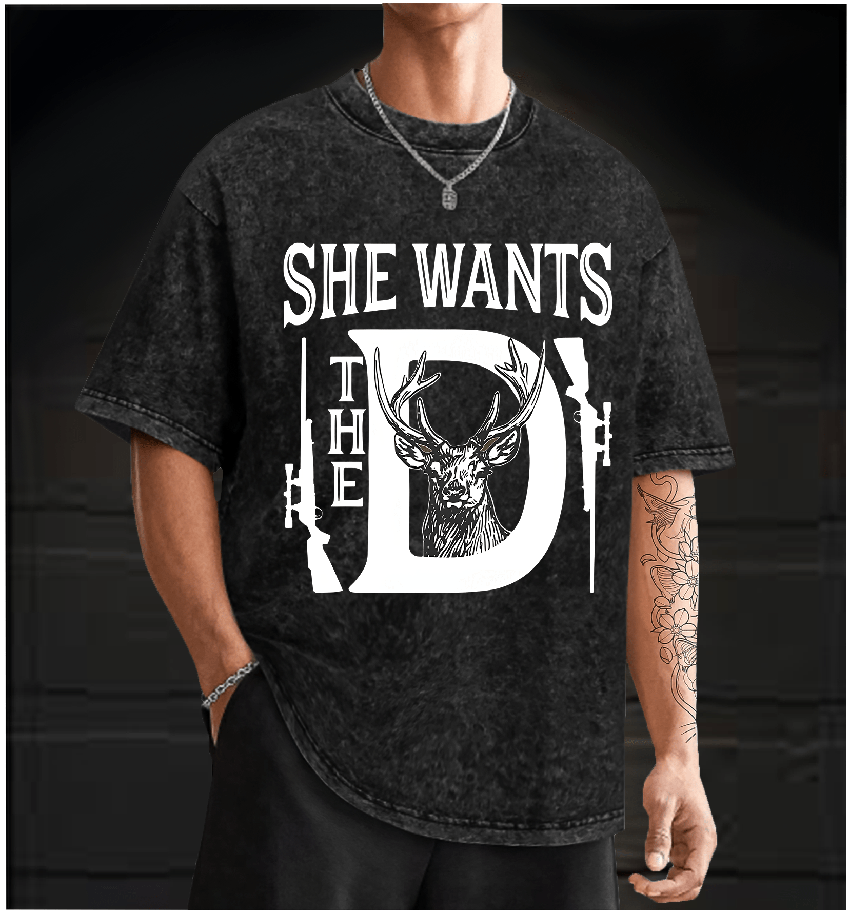 Deer:She Wants Vintage Washed 100% Cotton T-Shirt - TheDrunkShark