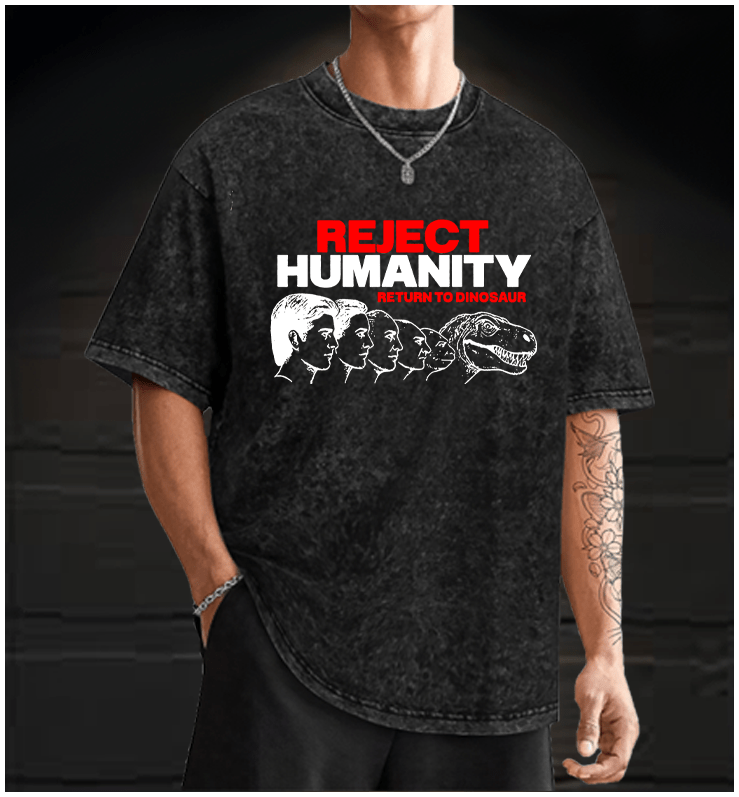  Dinosaur Cursed  Vintage Washed 100% Cotton T-Shirt - TheDrunkShark