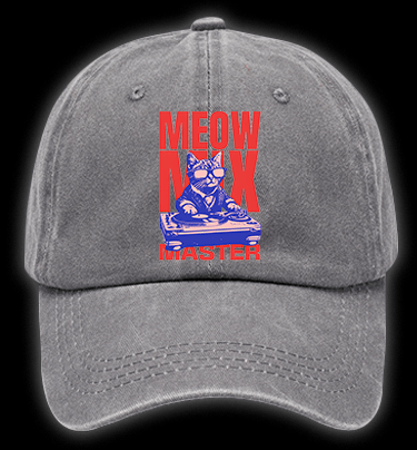 DJ Cat Fun Vintage Washed 100% Cotton Baseball Hat - TheDrunkShark