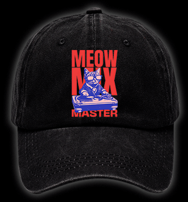 DJ Cat Fun Vintage Washed 100% Cotton Baseball Hat - TheDrunkShark