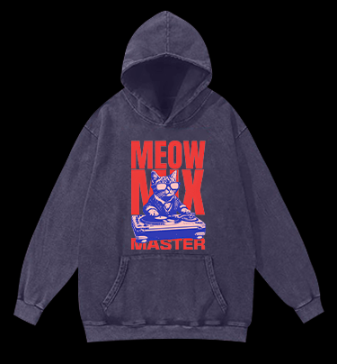 DJ Cat Fun Vintage Washed 100% Cotton Hoodie - TheDrunkShark