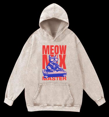 DJ Cat Fun Vintage Washed 100% Cotton Hoodie - TheDrunkShark
