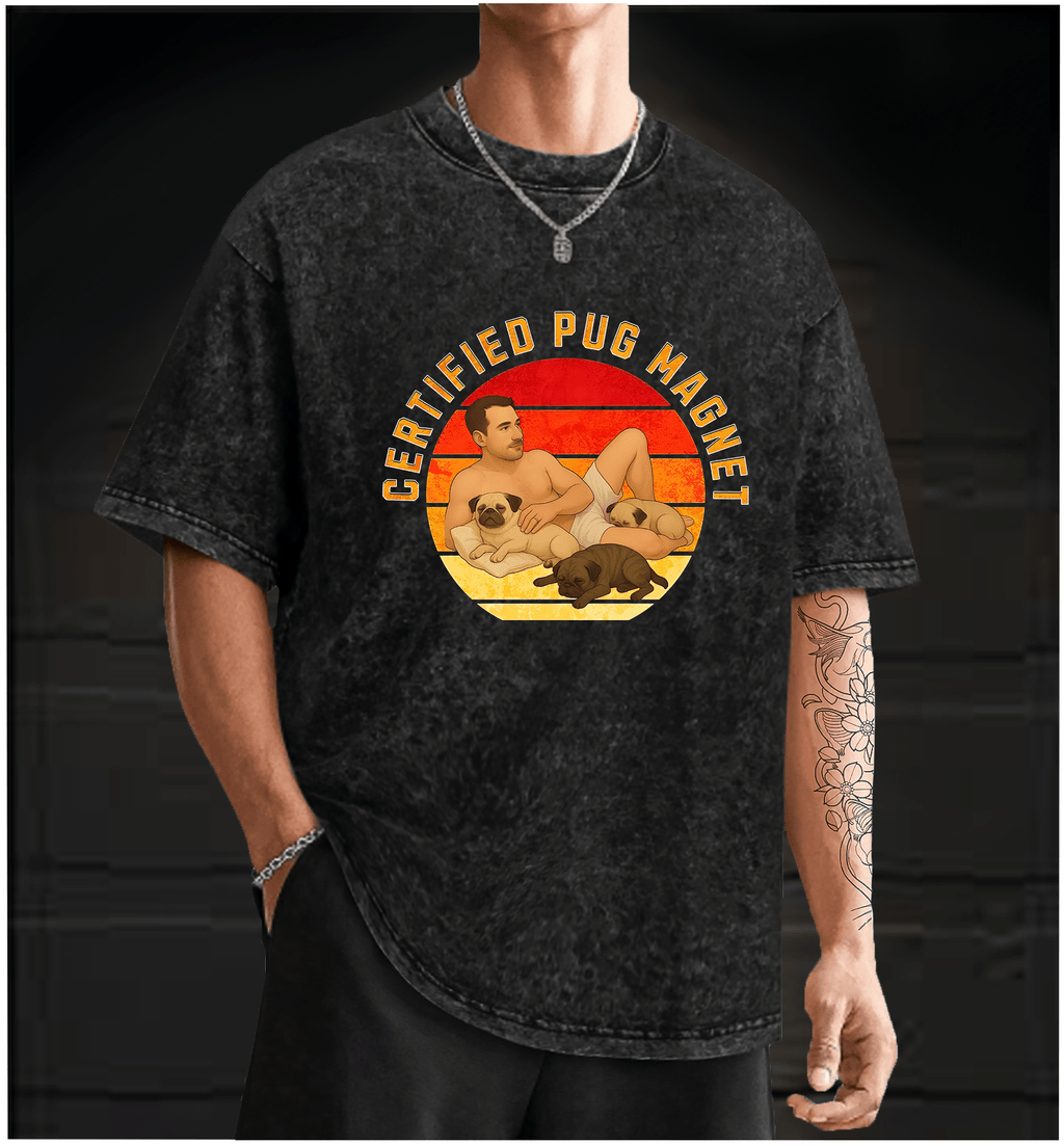 Dog Magnet Guy Vintage Washed 100% Cotton T-Shirt - TheDrunkShark