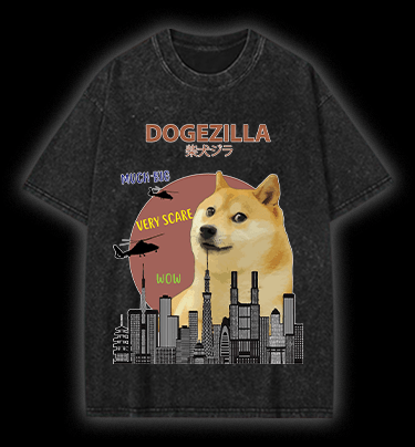  DOGEZILLA Vintage Washed 100% Cotton T-Shirt - TheDrunkShark
