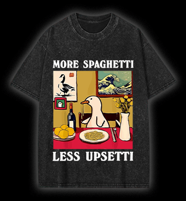 Doggo FerrariFunny Duck Spaghetti Wall Art Washed 100% Cotton T-Shirt - TheDrunkShark