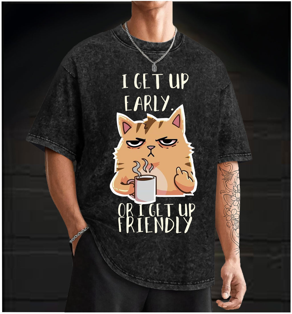  Don??£¤t Wake the Cat Vintage Washed 100% Cotton T-Shirt - TheDrunkShark