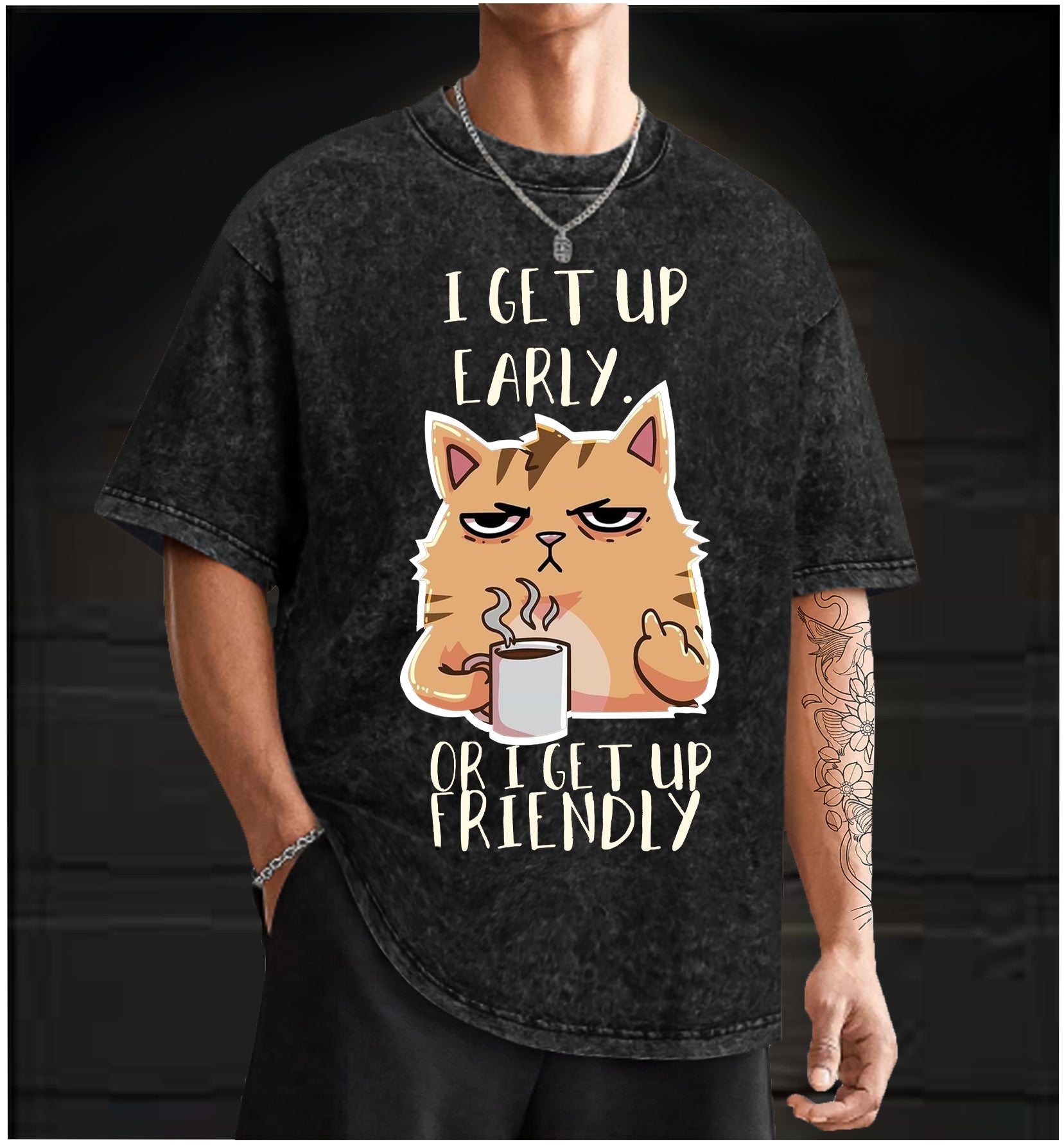 Don??£¤t Wake the Cat Vintage Washed 100% Cotton T-Shirt - TheDrunkShark