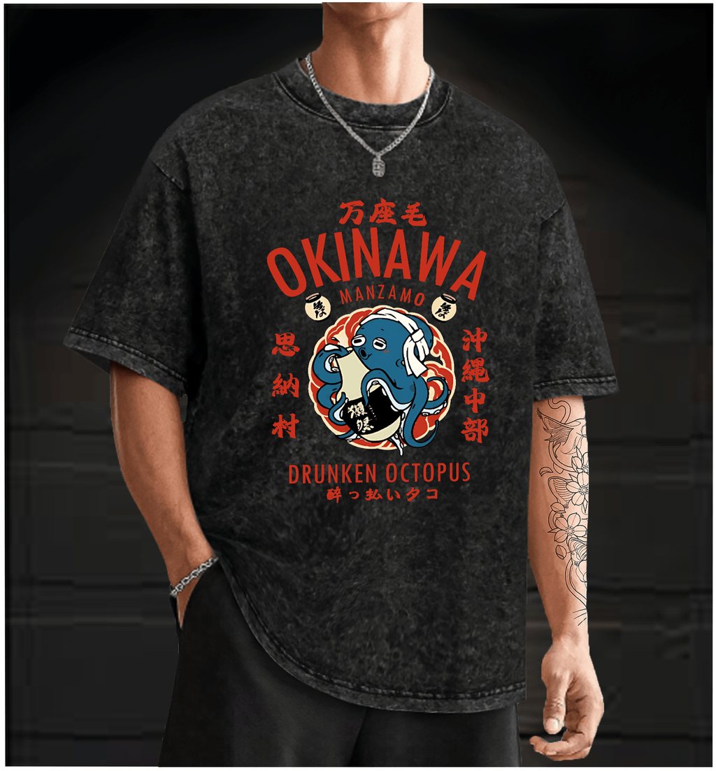 Drunken Octopus Vintage Washed 100% Cotton T-Shirt - TheDrunkShark