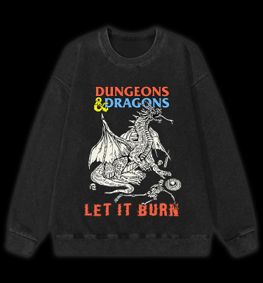 Dungeons & Dragons Fantasy Vintage Washed 100% Cotton Sweatshirt - TheDrunkShark