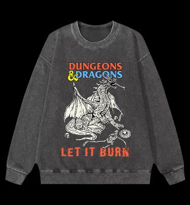 Dungeons & Dragons Fantasy Vintage Washed 100% Cotton Sweatshirt - TheDrunkShark