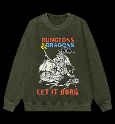 Dungeons & Dragons Fantasy Vintage Washed 100% Cotton Sweatshirt - TheDrunkShark