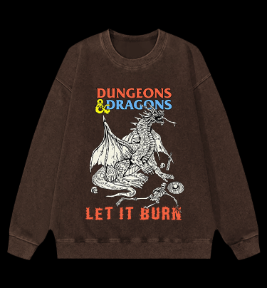 Dungeons & Dragons Fantasy Vintage Washed 100% Cotton Sweatshirt - TheDrunkShark