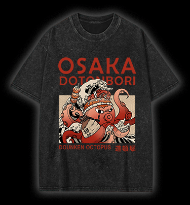 Dunken Octopus Vintage Washed 100% Cotton T-Shirt - TheDrunkShark