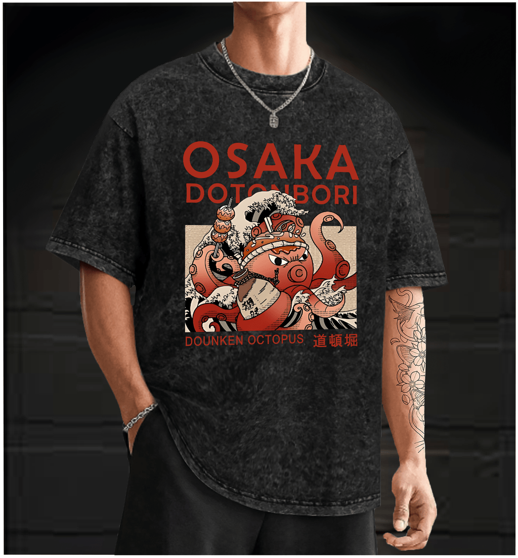 Dunken Octopus Vintage Washed 100% Cotton T-Shirt - TheDrunkShark