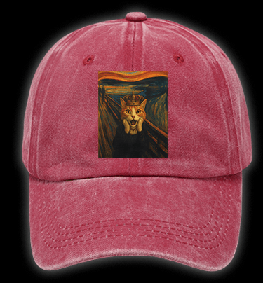 Edvard Munch's Cat Scream Vintage Washed 100% Cotton Baseball Hat - TheDrunkShark