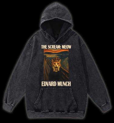 Edvard Munch's Cat Scream Vintage Washed 100% Cotton Hoodie - TheDrunkShark