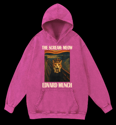 Edvard Munch's Cat Scream Vintage Washed 100% Cotton Hoodie - TheDrunkShark