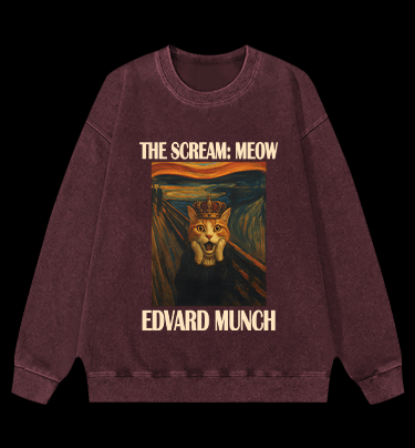 Edvard Munch's Cat Scream Vintage Washed 100% Cotton Sweatshirt - TheDrunkShark