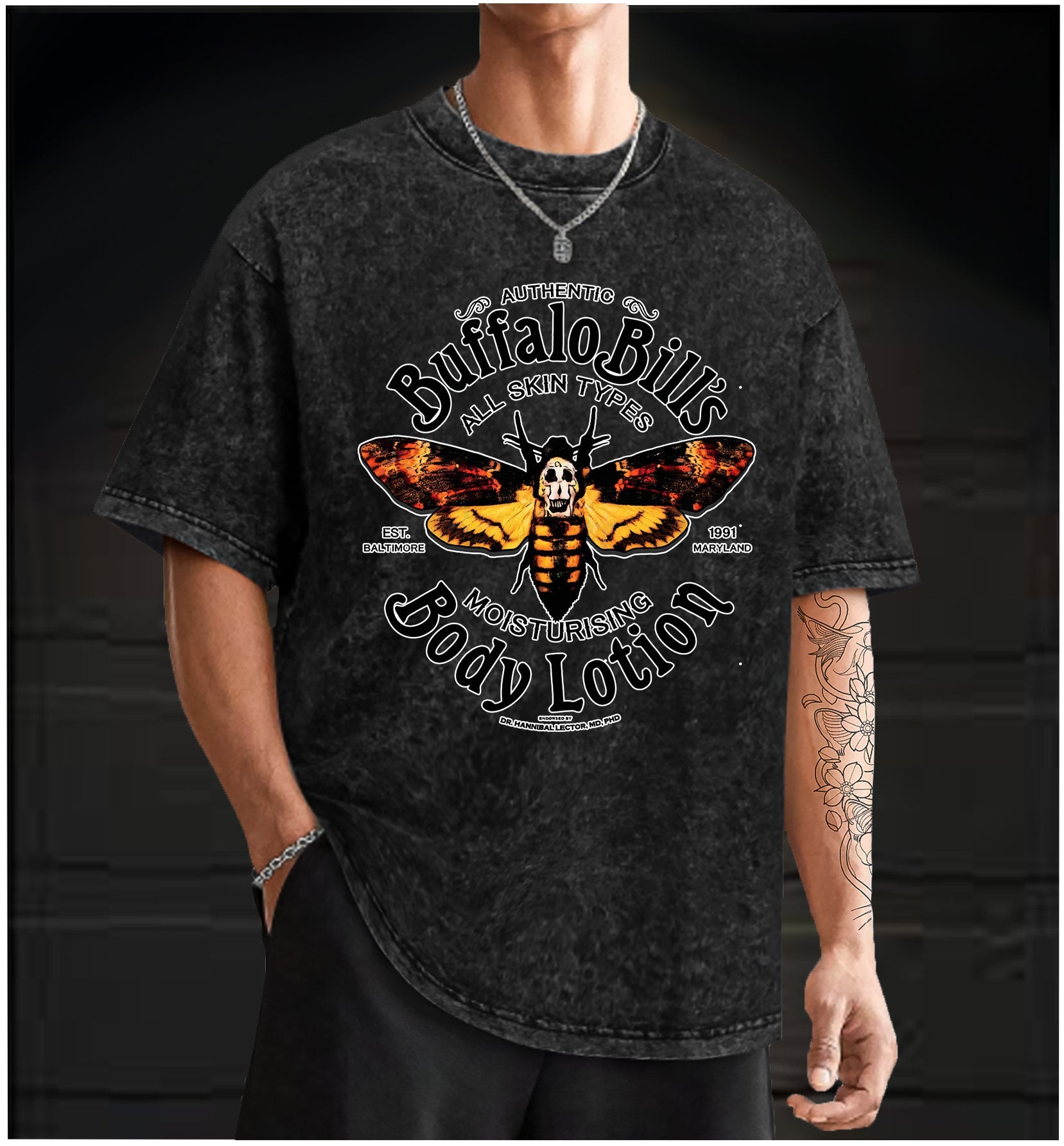  Eerie Moth  Vintage Washed 100% Cotton T-Shirt - TheDrunkShark