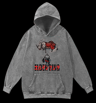 Elden Ring Horse Vintage Washed 100% Cotton Hoodie - TheDrunkShark