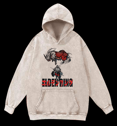 Elden Ring Horse Vintage Washed 100% Cotton Hoodie - TheDrunkShark