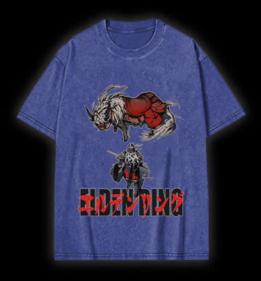 Elden Ring Horse Vintage Washed 100% Cotton T-Shirt - TheDrunkShark