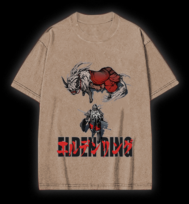 Elden Ring Horse Vintage Washed 100% Cotton T-Shirt - TheDrunkShark
