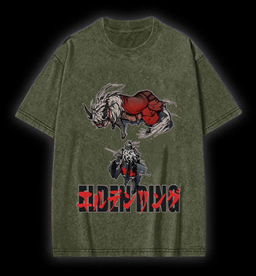 Elden Ring Horse Vintage Washed 100% Cotton T-Shirt - TheDrunkShark