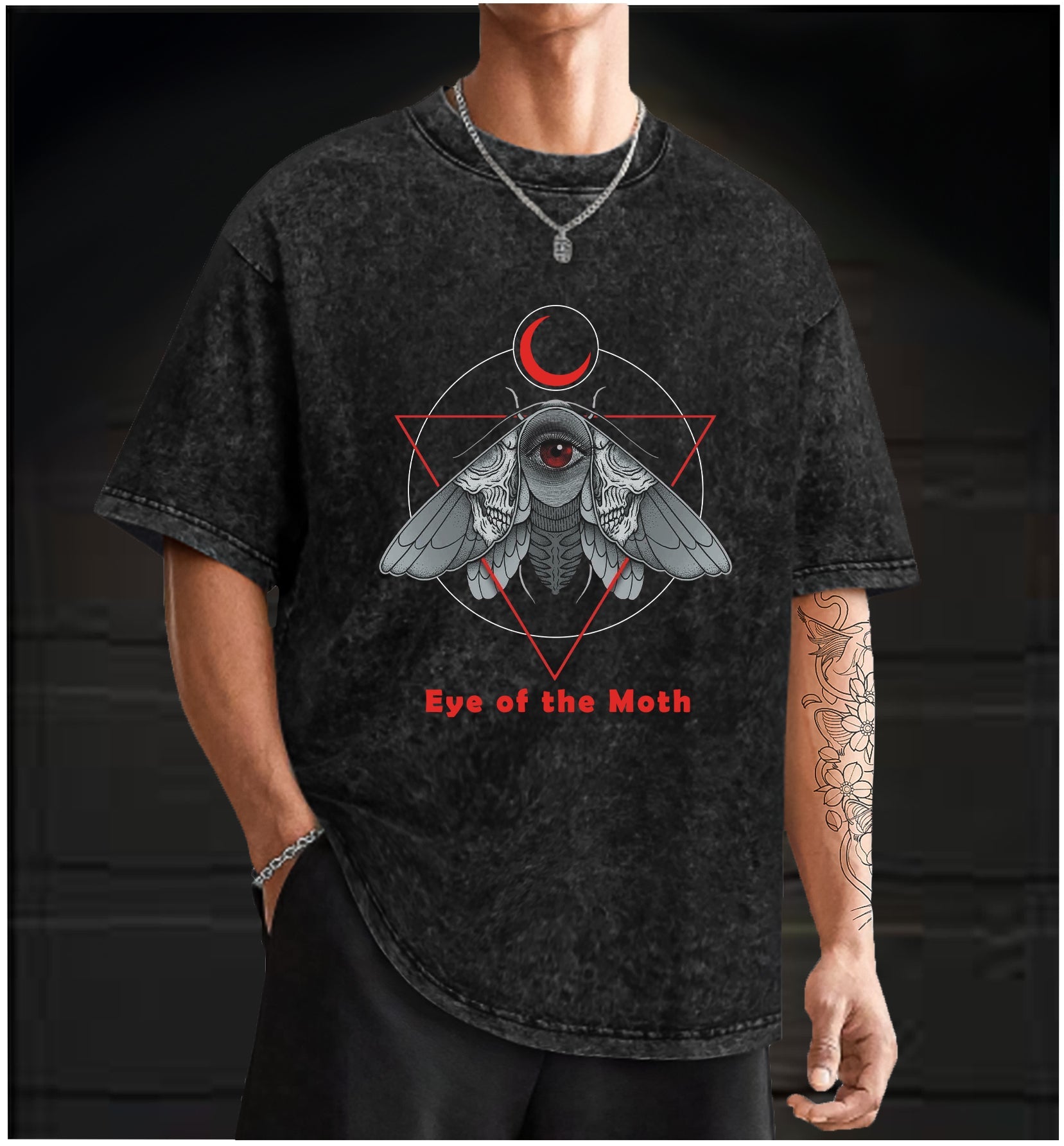  Eye of the Moth Vintage Washed 100% Cotton T-Shirt - TheDrunkShark