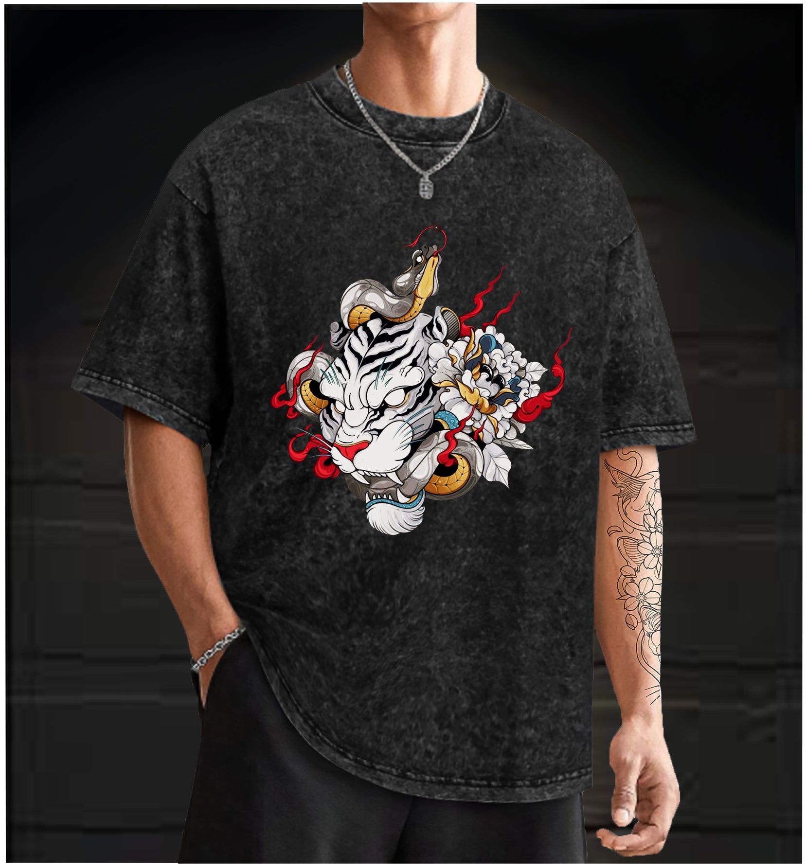  Fangs of the Tiger Vintage Washed 100% Cotton T-Shirt - TheDrunkShark