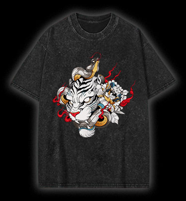  Fangs of the Tiger Vintage Washed 100% Cotton T-Shirt - TheDrunkShark