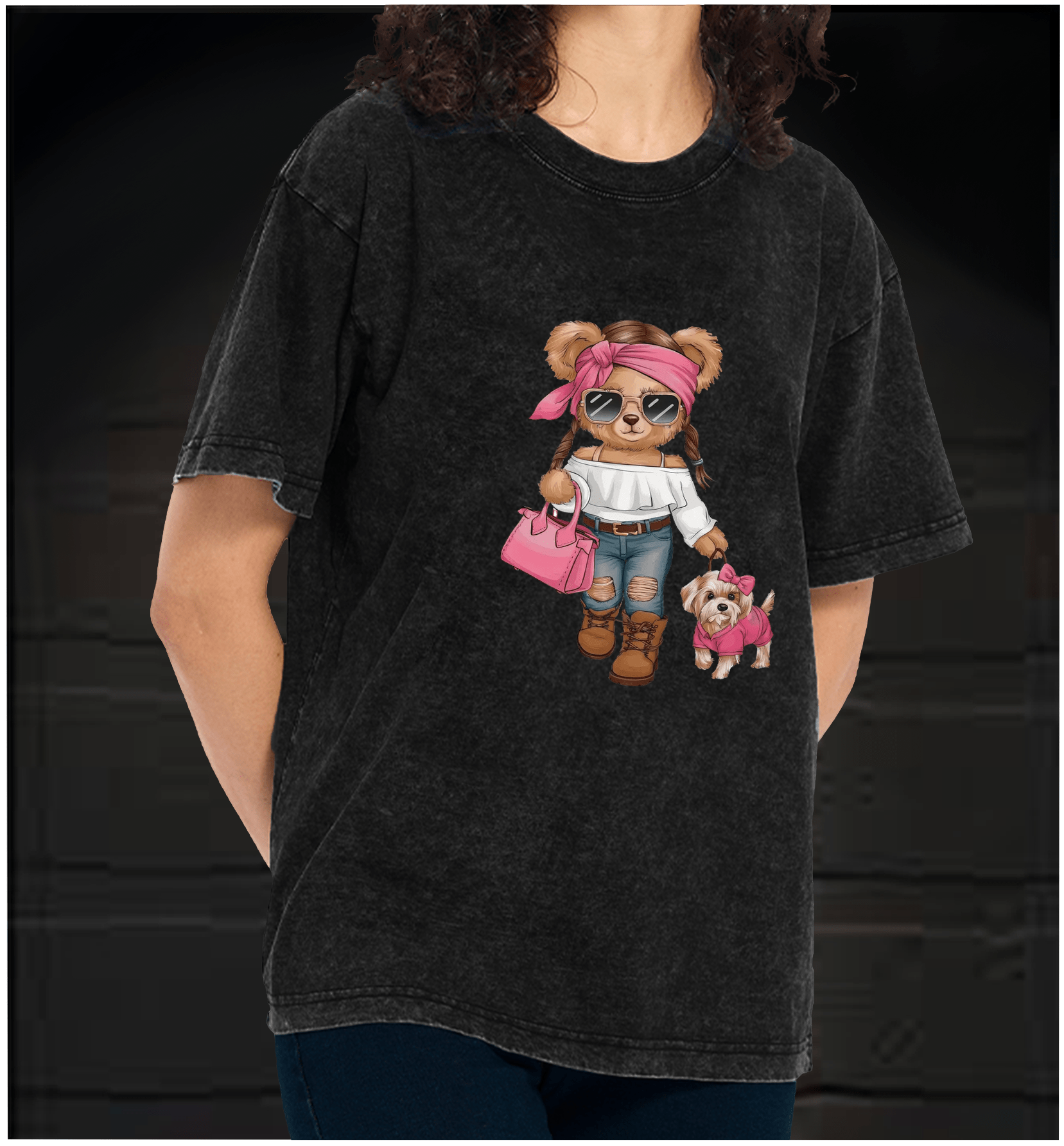 Fashionable Bear Vintage Washed 100% Cotton T-Shirt - TheDrunkShark