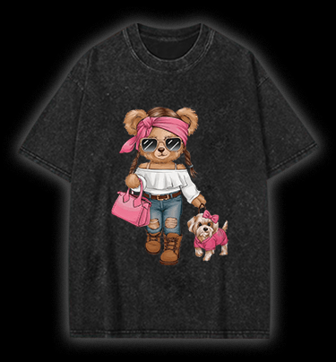 Fashionable Bear Vintage Washed 100% Cotton T-Shirt - TheDrunkShark