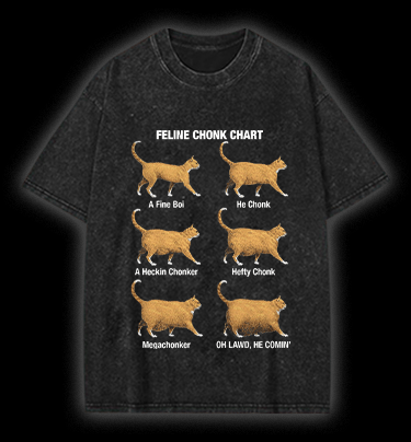 Feline Chonk Chart Cat Vintage Washed 100% Cotton T-Shirt - TheDrunkShark