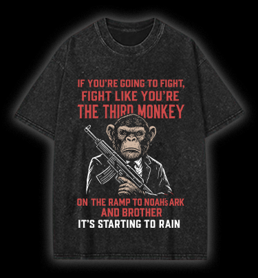  Fighting Monkeys  Vintage Washed 100% Cotton T-Shirt - TheDrunkShark