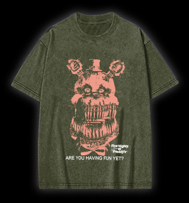 Five Nights at Freddy's Bear Vintage Washed 100% Cotton T-Shirt - TheDrunkShark