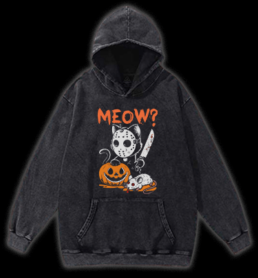 Friday the 13th Cat Vintage Washed 100% Cotton Hoodie - TheDrunkShark