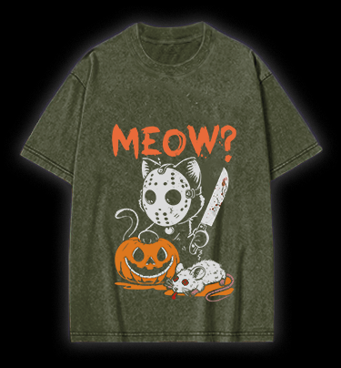 Friday the 13th Cat Vintage Washed 100% Cotton T-Shirt - TheDrunkShark