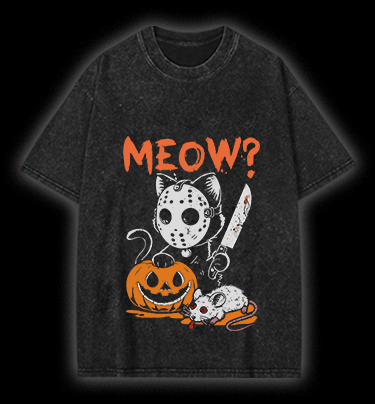 Friday the 13th Cat Vintage Washed 100% Cotton T-Shirt - TheDrunkShark